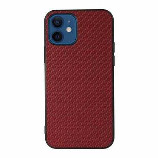 For iPhone 12 mini Carbon Fiber Skin PU + PC + TPU Shockprof Protective Case (Red)