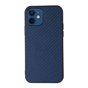 For iPhone 12 mini Carbon Fiber Skin PU + PC + TPU Shockprof Protective Case (Blue)