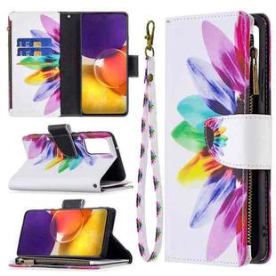 For Samsung Galaxy A82 5G Colored Drawing Pattern Zipper Horizontal Flip Leather Case with Holder & Card Slots & Wallet(Sun Flower)