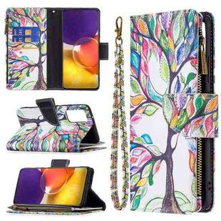 For Samsung Galaxy A82 5G Colored Drawing Pattern Zipper Horizontal Flip Leather Case with Holder & Card Slots & Wallet(Tree)