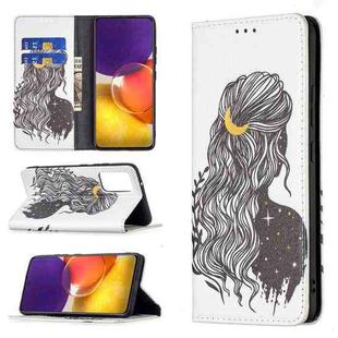 For Samsung Galaxy A82 5G Colored Drawing Pattern Invisible Magnetic Horizontal Flip PU Leather Case with Holder & Card Slots & Wallet(Girl)