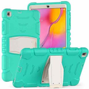 For Samsung Galaxy Tab A 10.1 (2019) T510 3-Layer Protection  Screen Frame + PC + Silicone Shockproof Combination Case with Holder(Mint Green)