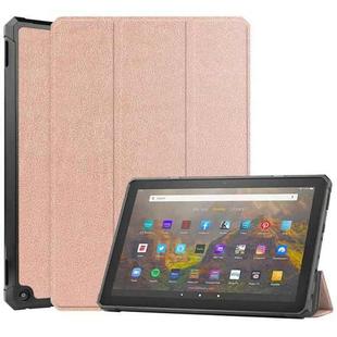 For Amazon Kindle Fire HD 10 (2021) Custer Texture Horizontal Flip Leather Case with Three-folding Holder & Sleep / Wake-up Function(Rose Gold)