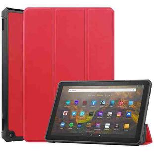 For Amazon Kindle Fire HD 10 (2021) Custer Texture Horizontal Flip Leather Case with Three-folding Holder & Sleep / Wake-up Function(Red)