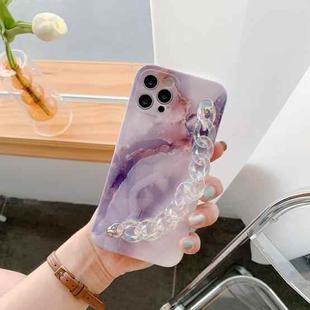 For iPhone 11 Agate Marble Pattern Protective Case With Bracelet (Purple)