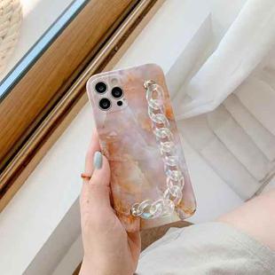 For iPhone 12 Pro Max Agate Marble Pattern Protective Case With Bracelet(Orange)