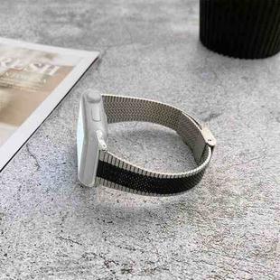 Buckle Style Steel Watch Band For Apple Watch Series 8&7 41mm / SE 2&6&SE&5&4 40mm / 3&2&1 38mm(Silver Black)