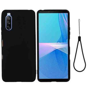 For Sony Xperia 10 III Pure Color Liquid Silicone Shockproof Full Coverage Case(Black)