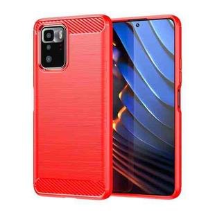 For Xiaomi Redmi Note 10 Pro 5G Brushed Texture Carbon Fiber TPU Case(Red)