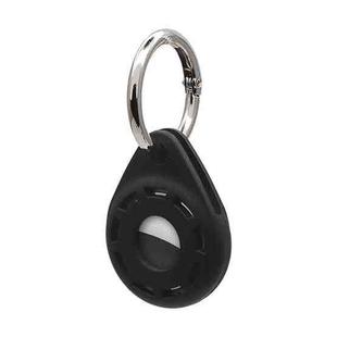 Silica Gel Anti-scratch Shockproof Protective Cover Soft Case with Keychain Ring Loop For AirTag(Black)