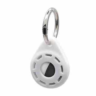 Silica Gel Anti-scratch Shockproof Protective Cover Soft Case with Keychain Ring Loop For AirTag(White)