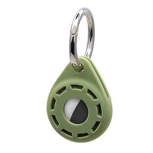 Silica Gel Anti-scratch Shockproof Protective Cover Soft Case with Keychain Ring Loop For AirTag(Olive Green)