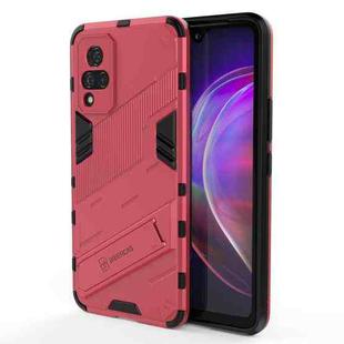 For vivo V21 Punk Armor 2 in 1 PC + TPU Shockproof Case with Invisible Holder(Light Red)