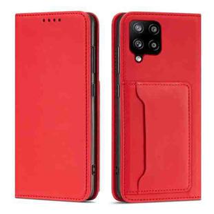 For Samsung Galaxy A22 4G Strong Magnetism Liquid Feel Horizontal Flip Leather Case with Holder & Card Slots & Wallet(Red)