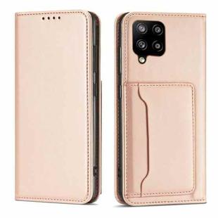 For Samsung Galaxy A22 4G Strong Magnetism Liquid Feel Horizontal Flip Leather Case with Holder & Card Slots & Wallet(Rose Gold)