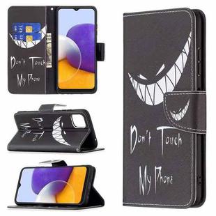 For Samsung Galaxy A22 5G Colored Drawing Pattern Horizontal Flip Leather Case with Holder & Card Slots & Wallet(Smirk)