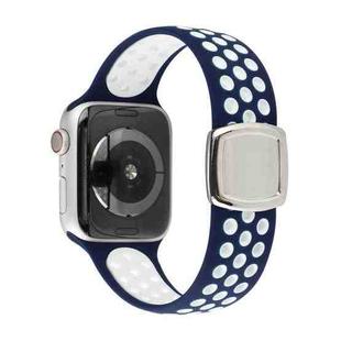 Double Color Silicone Watch Band For Apple Watch Ultra 49mm / Series 8&7 45mm / SE 2&6&SE&5&4 44mm / 3&2&1 42mm(Blue White)
