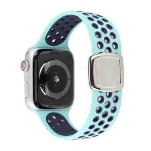 Double Color Silicone Watch Band For Apple Watch Series 8&7 41mm / SE 2&6&SE&5&4 40mm / 3&2&1 38mm(Green Blue)