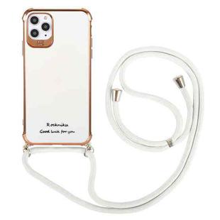 For iPhone 12 Pro Electroplating TPU Four-Corner Shockproof Protective Case with Lanyard(White)