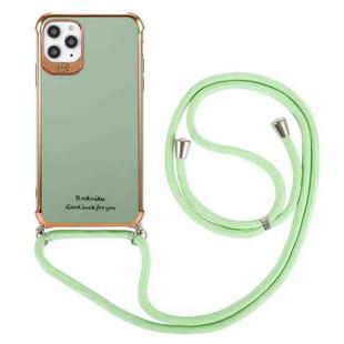 For iPhone 12 Pro Max Electroplating TPU Four-Corner Shockproof Protective Case with Lanyard(Green)