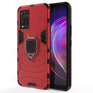 For vivo V21 Shockproof PC + TPU Protective Case with Magnetic Ring Holder(Red)