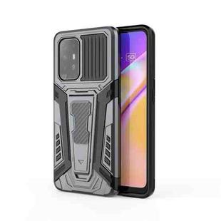 For OPPO F19 Pro+ 5G War Chariot Series Armor All-inclusive Shockproof PC + TPU Protective Case with Invisible Holder(Grey)