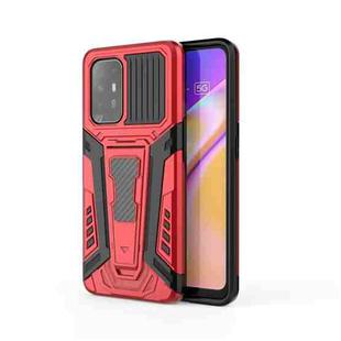 For OPPO F19 Pro+ 5G War Chariot Series Armor All-inclusive Shockproof PC + TPU Protective Case with Invisible Holder(Red)