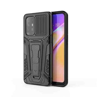 For OPPO F19 Pro+ 5G War Chariot Series Armor All-inclusive Shockproof PC + TPU Protective Case with Invisible Holder(Black)