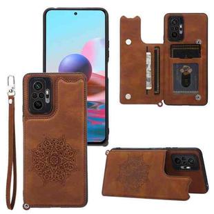 For Xiaomi Redmi Note 10 Pro Max Mandala Embossed PU + TPU Case with Holder & Card Slots & Photo Frame & Strap(Brown)