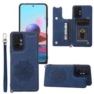For Xiaomi Redmi Note 10 Pro Max Mandala Embossed PU + TPU Case with Holder & Card Slots & Photo Frame & Strap(Blue)