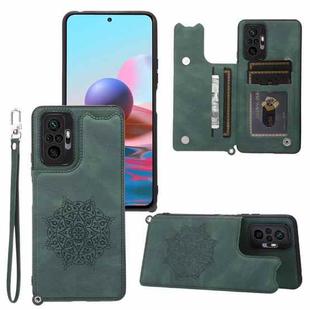 For Xiaomi Redmi Note 10 Pro Max Mandala Embossed PU + TPU Case with Holder & Card Slots & Photo Frame & Strap(Green)