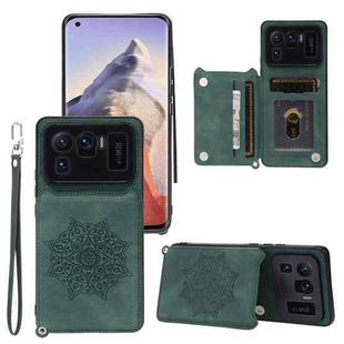 For Xiaomi Mi 11 Ultra Mandala Embossed PU + TPU Case with Holder & Card Slots & Photo Frame & Strap(Green)