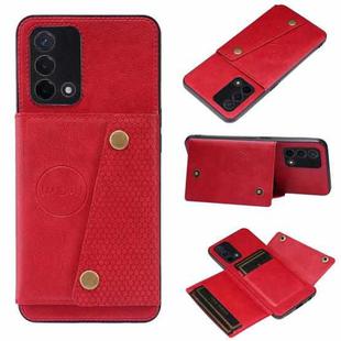 For OPPO Realme X7 Pro Ultra Double Buckle PU + TPU Shockproof Magnetic Protective Case with Card Slot & Holder(Red)