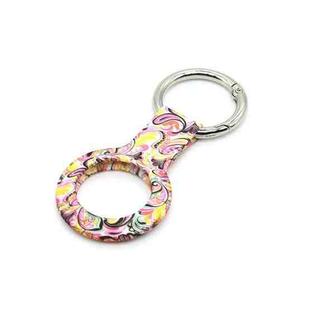 Wet Sticking Pattern Anti-scratch Silicone Shockproof Protective Cover Case with Keychain Ring Loop For AirTag(Magic Cloud)