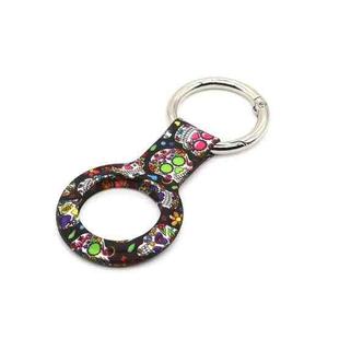 Wet Sticking Pattern Anti-scratch Silicone Shockproof Protective Cover Case with Keychain Ring Loop For AirTag(Skulls)