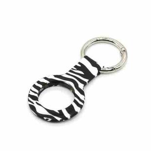 Wet Sticking Pattern Anti-scratch Silicone Shockproof Protective Cover Case with Keychain Ring Loop For AirTag(Zebra)