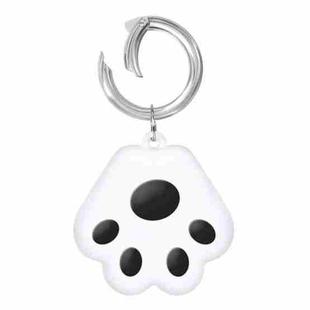 Cute Cat Paw Silicone Shockproof Protective Cover Soft Case with Keychain Ring Loop For AirTag(Black)