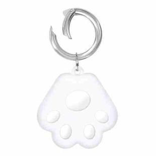 Cute Cat Paw Silicone Shockproof Protective Cover Soft Case with Keychain Ring Loop For AirTag(White)