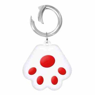 Cute Cat Paw Silicone Shockproof Protective Cover Soft Case with Keychain Ring Loop For AirTag(Red)