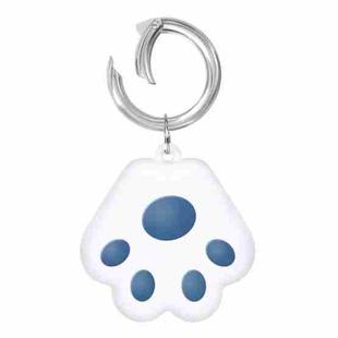 Cute Cat Paw Silicone Shockproof Protective Cover Soft Case with Keychain Ring Loop For AirTag(Dark Blue)