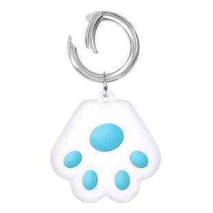 Cute Cat Paw Silicone Shockproof Protective Cover Soft Case with Keychain Ring Loop For AirTag(Sky Blue)