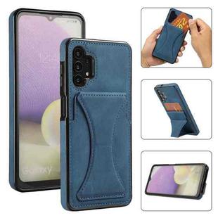 For Samsung Galaxy A32 Ultra-thin Shockproof Protective Case with Holder & Metal Magnetic Function(Blue)