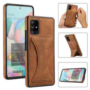 For Samsung Galaxy A51 5G Ultra-thin Shockproof Protective Case with Holder & Metal Magnetic Function(Brown)