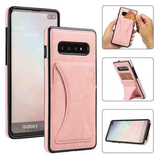 For Samsung Galaxy S10+ UUltra-thin Shockproof Protective Case with Holder & Metal Magnetic Function(Rose Gold)