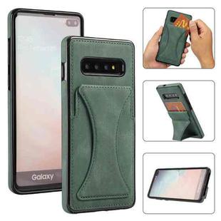 For Samsung Galaxy S10+ Ultra-thin Shockproof Protective Case with Holder & Metal Magnetic Function(Green)
