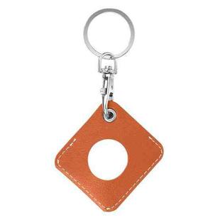 Square PU Leather Case Shockproof Anti-scratch Protective Cover with Keychain Ring Loop For AirTag(Orange)