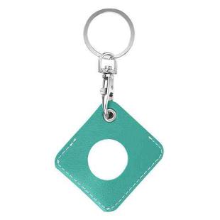 Square PU Leather Case Shockproof Anti-scratch Protective Cover with Keychain Ring Loop For AirTag(Lake Green)