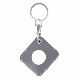 Square PU Leather Case Shockproof Anti-scratch Protective Cover with Keychain Ring Loop For AirTag(Grey)