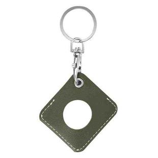 Square PU Leather Case Shockproof Anti-scratch Protective Cover with Keychain Ring Loop For AirTag(Army Green)