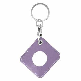 Square PU Leather Case Shockproof Anti-scratch Protective Cover with Keychain Ring Loop For AirTag(Taro Purple)